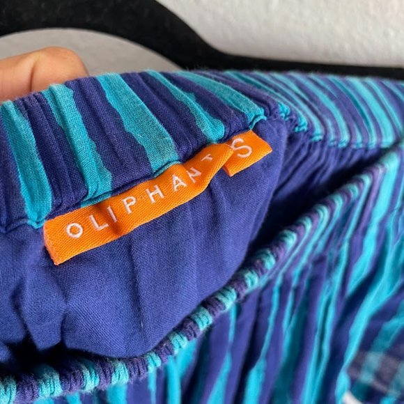 Oliphant Blue Striped Off The Shoulder Beach Boho Midi Dress - Picture 11 of 13